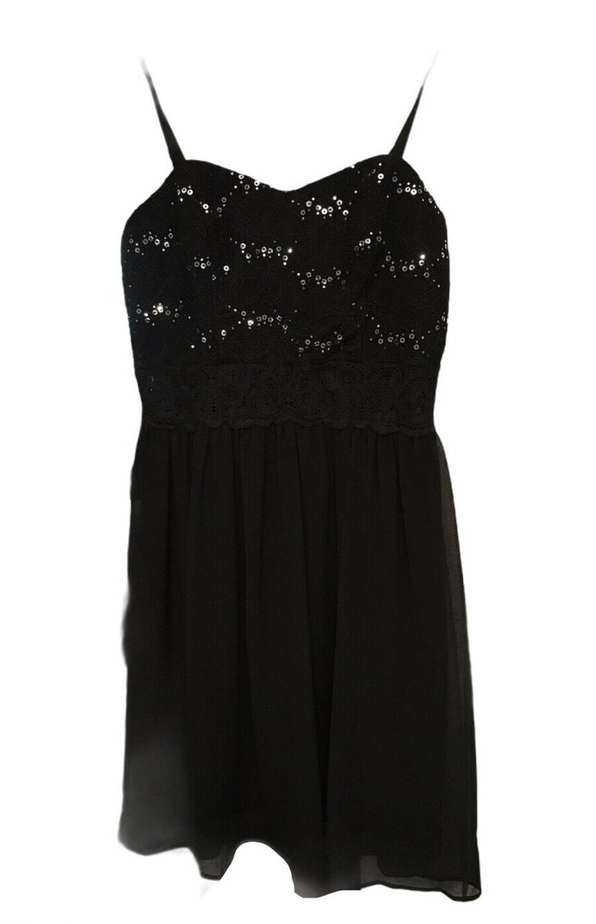 IZ Byer Little Black Dress Sequin Short Party Dance Cocktail Lined Size 5 Womens